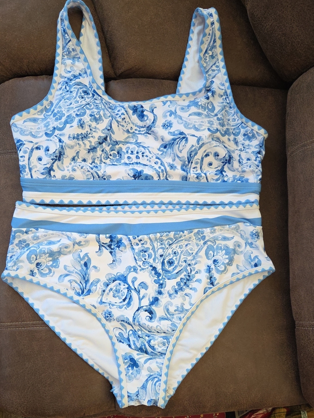 Blue Paisley Two-Piece Swim Set